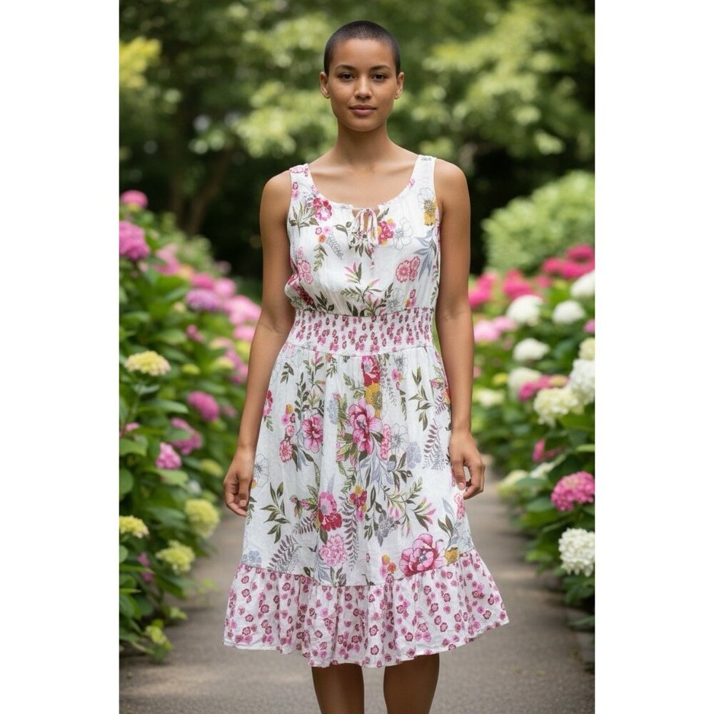 Bila Floral feminine dress XL blouson Fairycore Easter coquette milkmaid modest